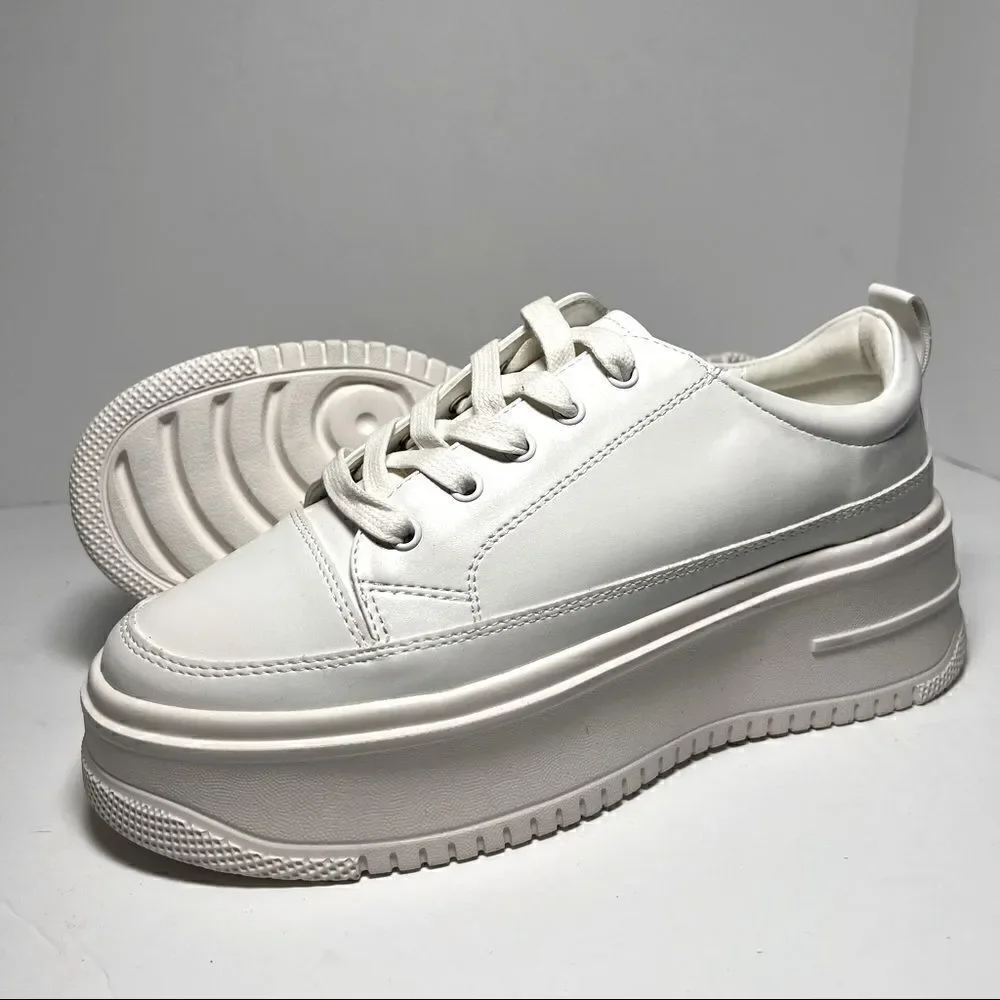 ‎Princess Polly Dylan White Eco Vegan Leather Platform Sneakers 9